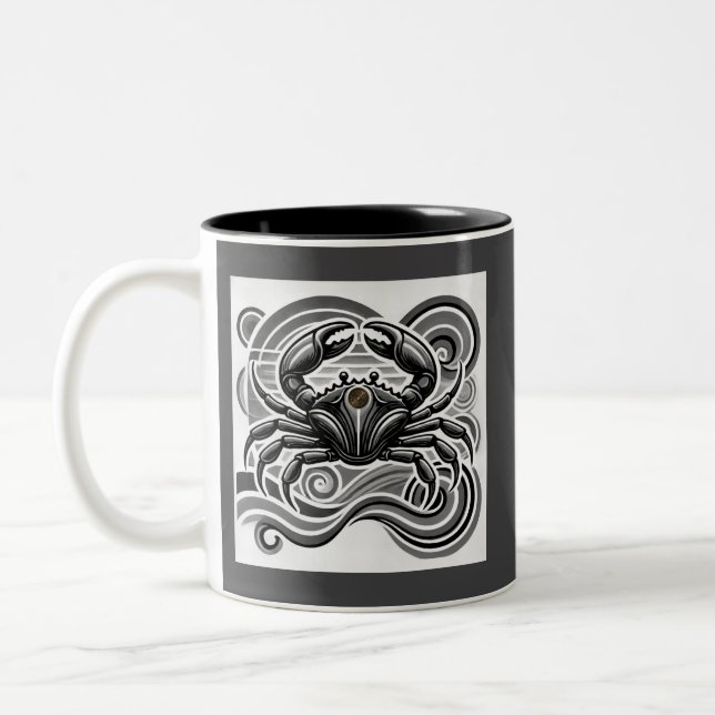 Cancer Zodiac Coffee Mugg Black and White (Vänster)