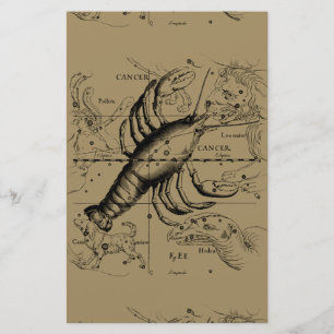 Cancer Zodiac Constellation by Hevelius 1690 Brevpapper