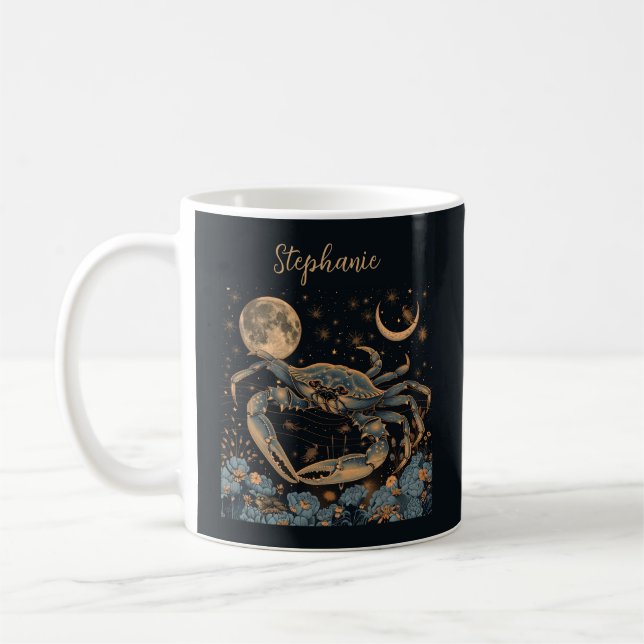 Cancer Zodiac Crab Horoscope Underteckningskaffe M Kaffemugg (Vänster)