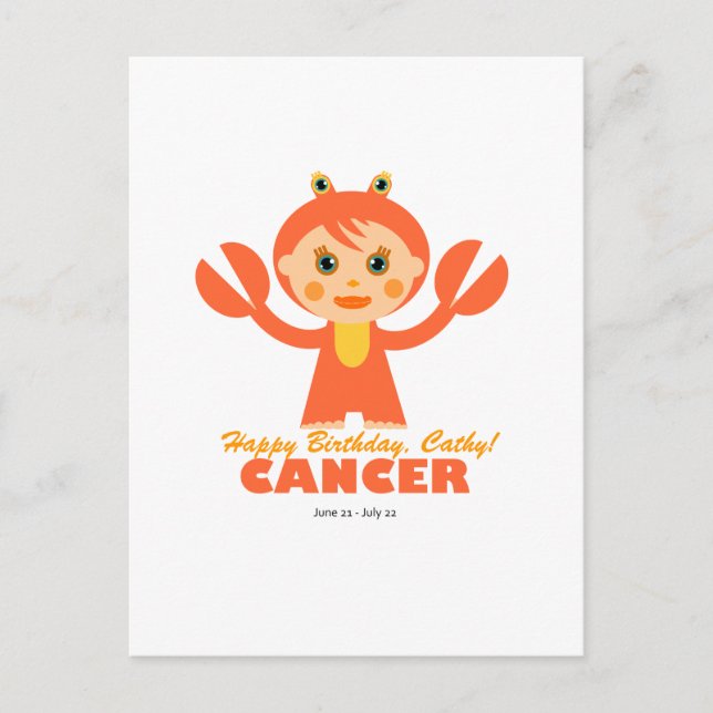 Cancer Zodiac för barn Vykort (Framsida)