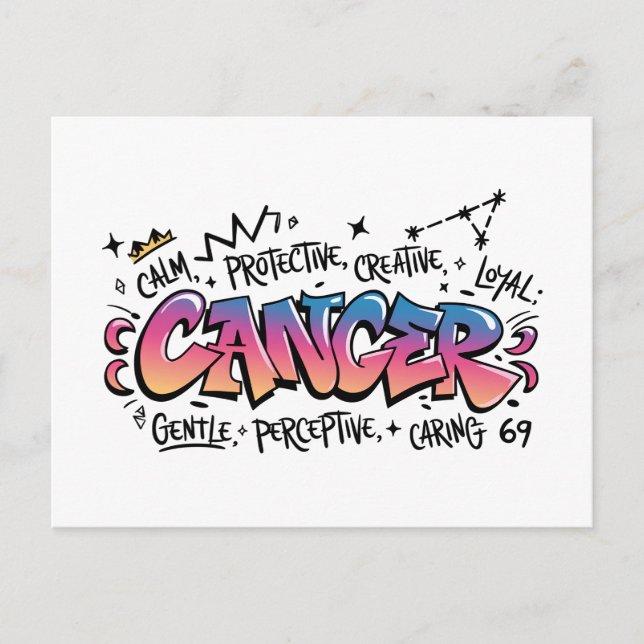 Cancer Zodiac Graffiti   Vykort (Framsida)