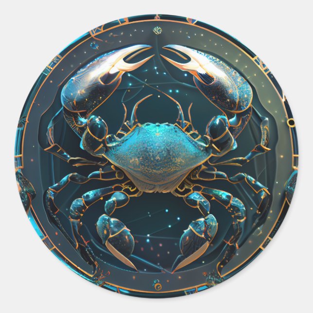 Cancer Zodiac Graphic Runt Klistermärke (Framsida)