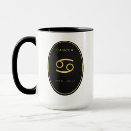 Cancer Zodiac Guld Oval Emblem Mugg | Lyxig Astrol