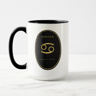 Cancer Zodiac Guld Oval Emblem Mugg | Lyxig Astrol
