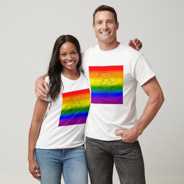 Cancer Zodiac LGBTQ-Pridet Regnbåge Astrologidesig T Shirt (Unisex)