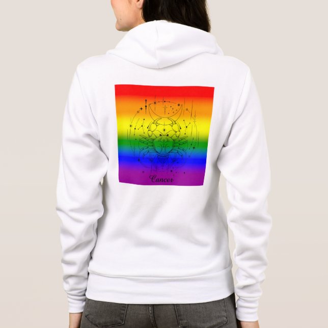 Cancer Zodiac LGBTQ-Pridet Regnbåge Astrologidesig T Shirt (Baksida)