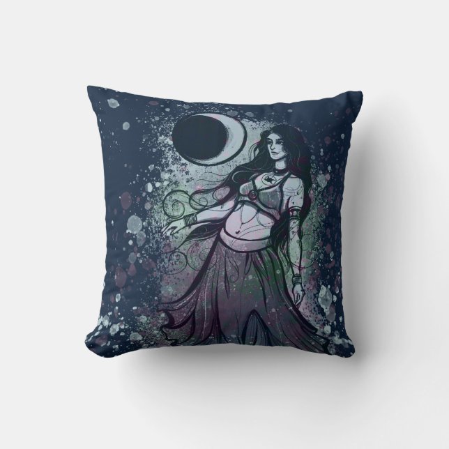 Cancer Zodiac MoonChild Goddess Belly Dancer Kudde (Framsida)