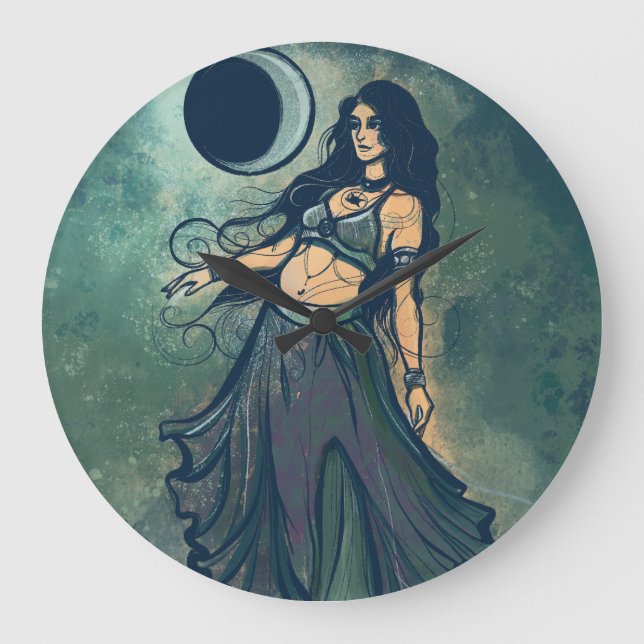 Cancer Zodiac MoonChild Goddess Belly Dancer Stor Klocka (Framsida)