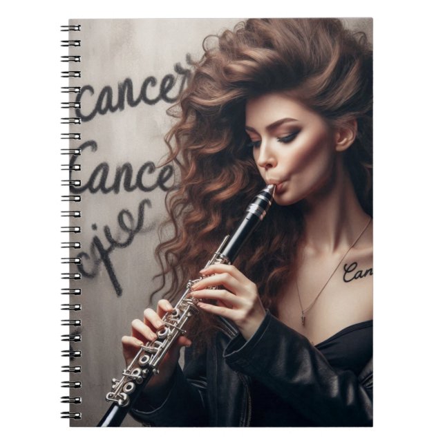 Cancer Zodiac Musician Clarinet Anteckningsbok (Framsidan)