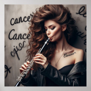 Cancer Zodiac Musician Clarinet Poster