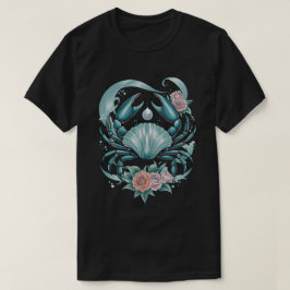 Cancer Zodiac – Mystieke Kreeft met Parel & Rozen T Shirt