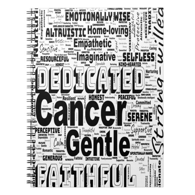 Cancer Zodiac Ord Cloud-inspiration Anteckningsbok (Framsidan)