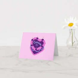 Cancer Zodiac Pastel Heart Birthday Cake Kort