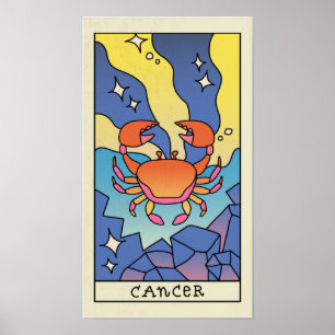 Cancer Zodiac Sign Abstrakt Art Vintage affisch