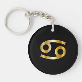 Cancer Zodiac Sign, Black & Guld Keychain