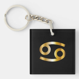 Cancer Zodiac Sign, Black & Guld Keychain