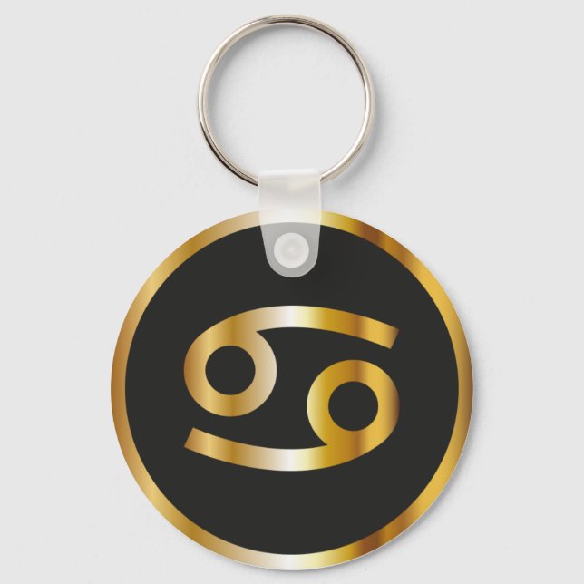 Cancer Zodiac Sign, Black & Guld Keychain Nyckelring (Framsida)