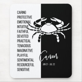 Cancer Zodiac Sign Mousepad, Black & White Musmatta