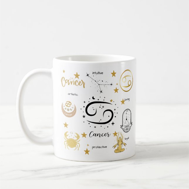 Cancer Zodiac Sign Mugg (Vänster)