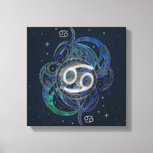 Cancer Zodiac Sign Vatten inslag Canvastryck