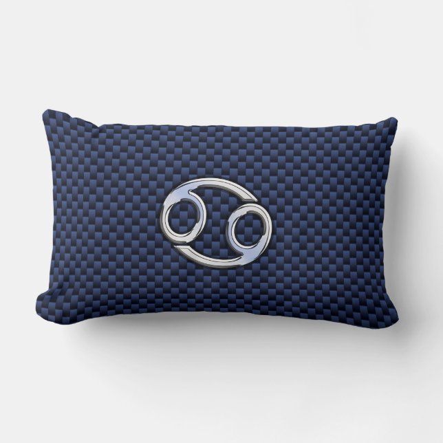Cancer Zodiac-signatur på svart kolfiberutskrift i Lumbarkudde (Framsida)