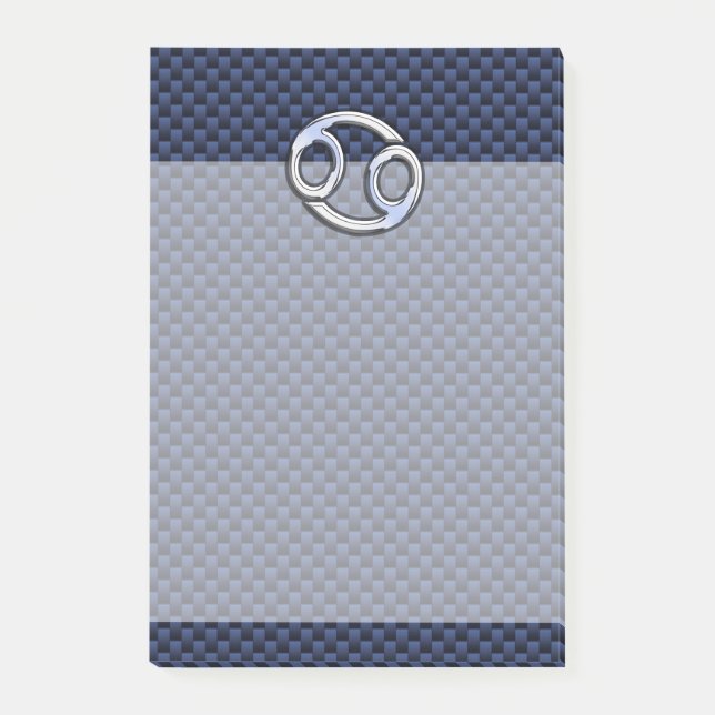 Cancer Zodiac-signatur på svart kolfiberutskrift i Post-it Block (Framsida)