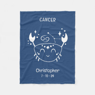 Cancer Zodiac Star Namn Birthdate Blue Baby Fleecefilt
