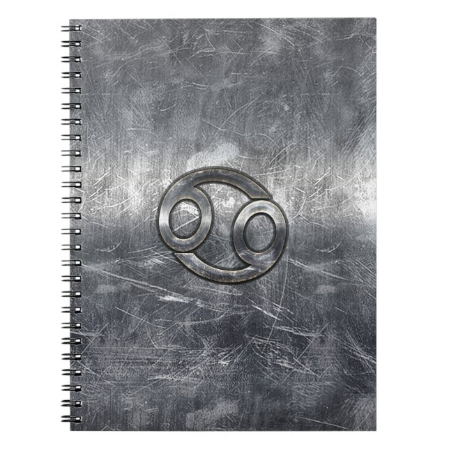 Cancer Zodiac Symbol i Industrial Stil Anteckningsbok (Framsidan)