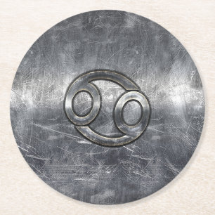 Cancer Zodiac Symbol i Industrial Stil Underlägg Papper Rund