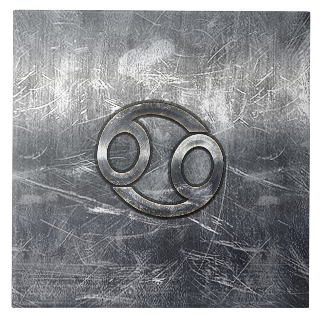 Cancer Zodiac Symbol i sänkt dekor Kakelplatta (Framsidan)