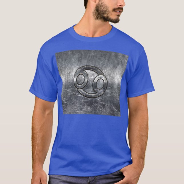 Cancer Zodiac Symbol i sänkt dekor Tee Shirt (Framsida)