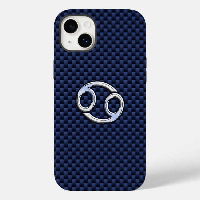 Cancer Zodiac Symbol Navy Blue Carbon Fiber (Baksida)