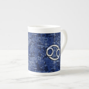 Cancer Zodiac Symbol Navy Blue Digital Camouflage Benporslin Mugg