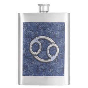 Cancer Zodiac Symbol Navy Blue Digital Camouflage Fickplunta