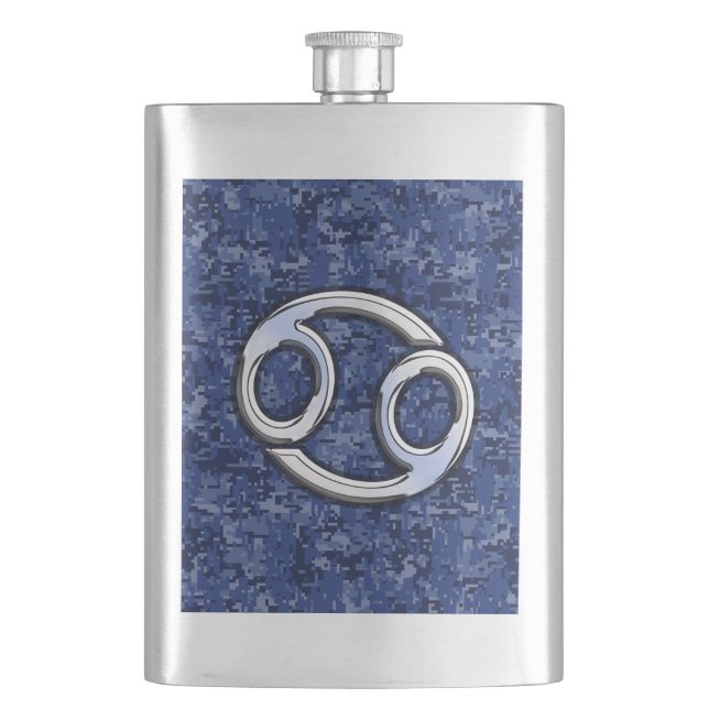 Cancer Zodiac Symbol Navy Blue Digital Camouflage Fickplunta (Framsidan)