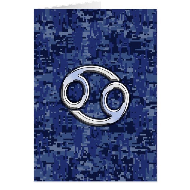 Cancer Zodiac Symbol Navy Blue Digital Camouflage Hälsningskort (Framsidan)