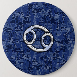Cancer Zodiac Symbol Navy Blue Digital Camouflage Knapp