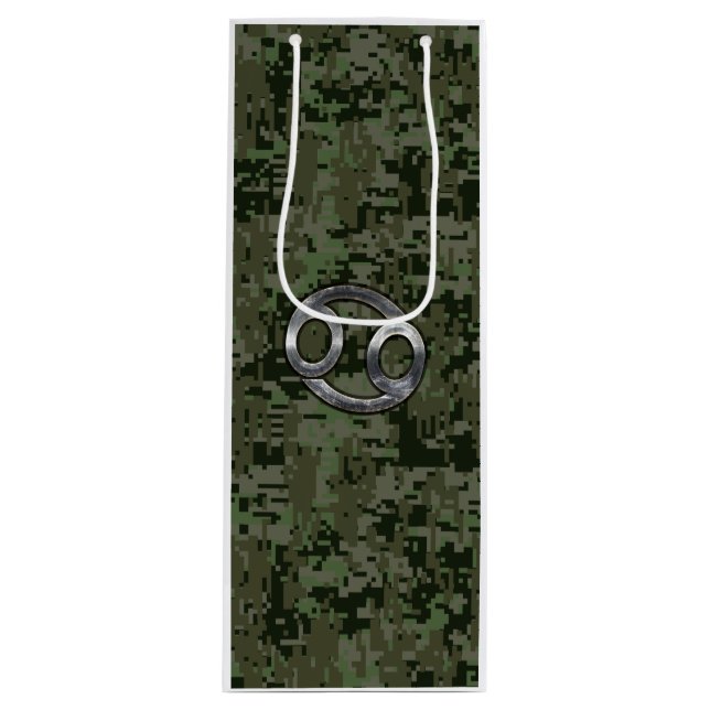 Cancer Zodiac-symbol på Grönt Digital Camo (Framsidan)
