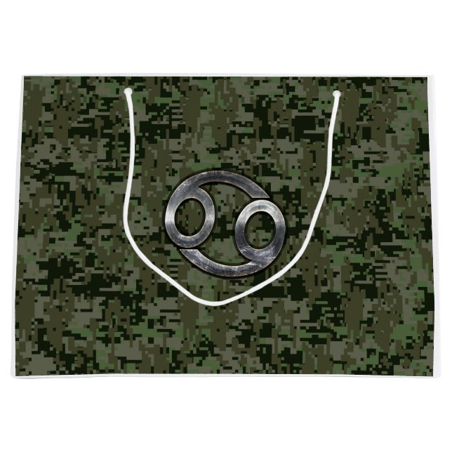 Cancer Zodiac-symbol på Grönt Digital Camo (Framsidan)
