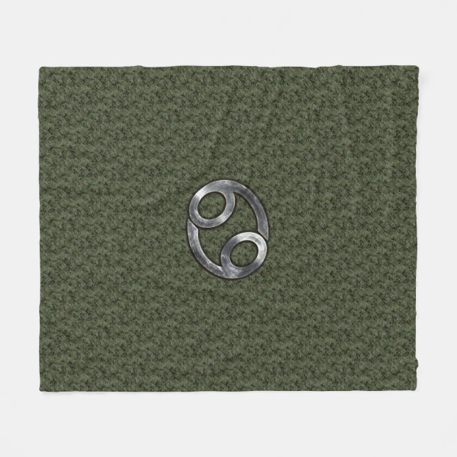Cancer Zodiac-symbol på Grönt Digital Camo Fleecefilt (Framsidan (Horisontell))