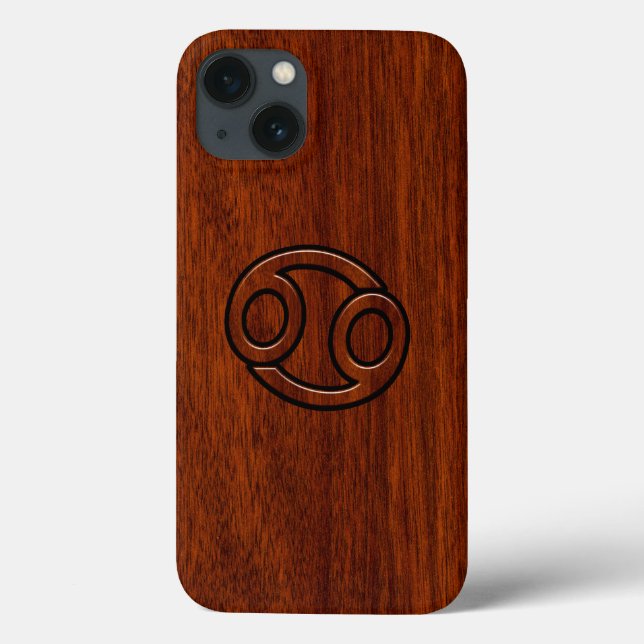 Cancer Zodiac Symbol på mahogany Stil Decor (Baksida)
