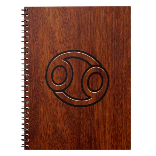Cancer Zodiac Symbol på mahogany Stil Decor Anteckningsbok (Framsidan)
