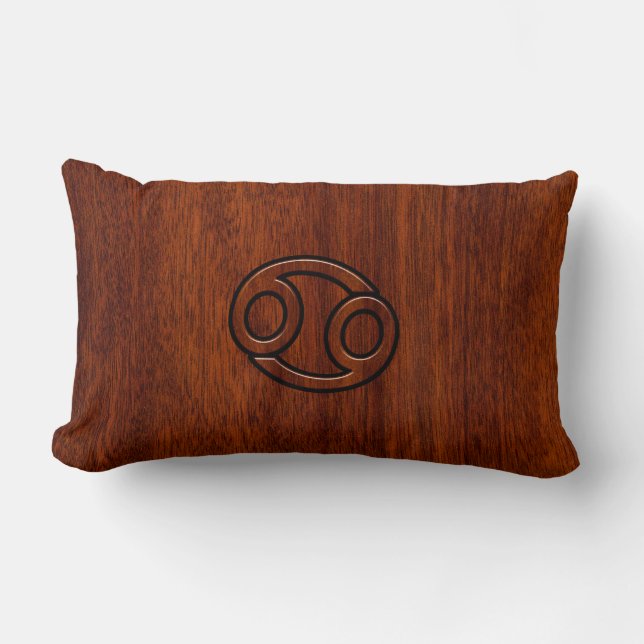 Cancer Zodiac Symbol på mahogany Stil Decor Lumbarkudde (Framsida)