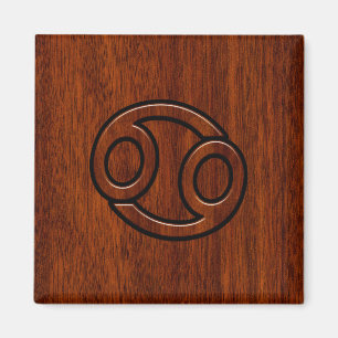 Cancer Zodiac Symbol på mahogany Stil Decor Magnet