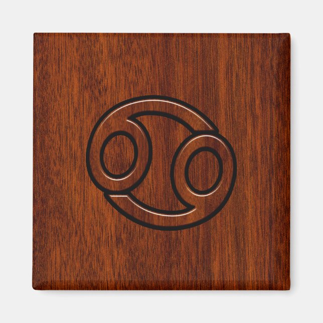 Cancer Zodiac Symbol på mahogany Stil Decor Magnet (Framsidan)