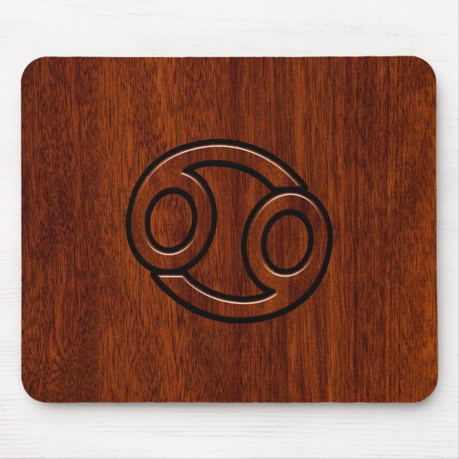 Cancer Zodiac Symbol på mahogany Stil Decor Musmatta (Framsidan)