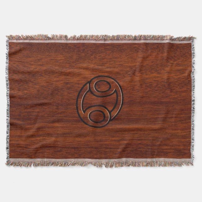 Cancer Zodiac Symbol på Mahogany Stil Filt (Framsidan)