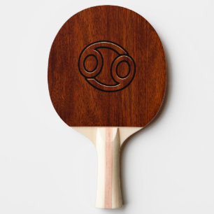 Cancer Zodiac Symbol på Mahogany Stil Pingisracket