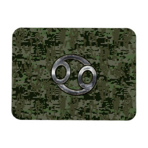 Cancer Zodiac-symbol på Woodland Digital Camo Magnet