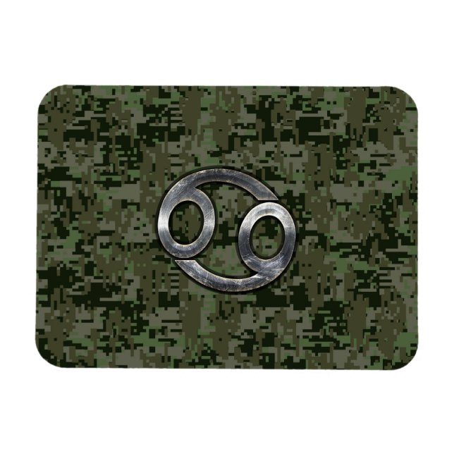 Cancer Zodiac-symbol på Woodland Digital Camo Magnet (Horisontell)
